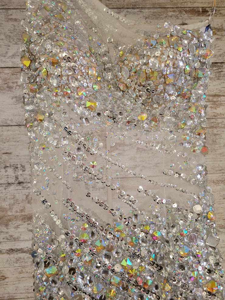 WHITE BEADED MERMAID GOWN