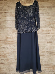 NAVY SEQUIN TOP LONG DRESS-NEW