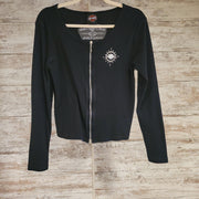 BLACK ZIP UP LONG SLEEVE TOP