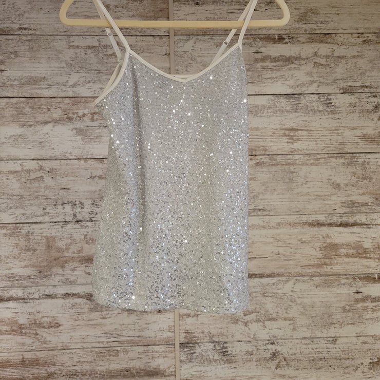 SILVER SEQUIN SLEEVELESS TOP