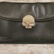 BLACK SMALL PURSE BLING SKULL