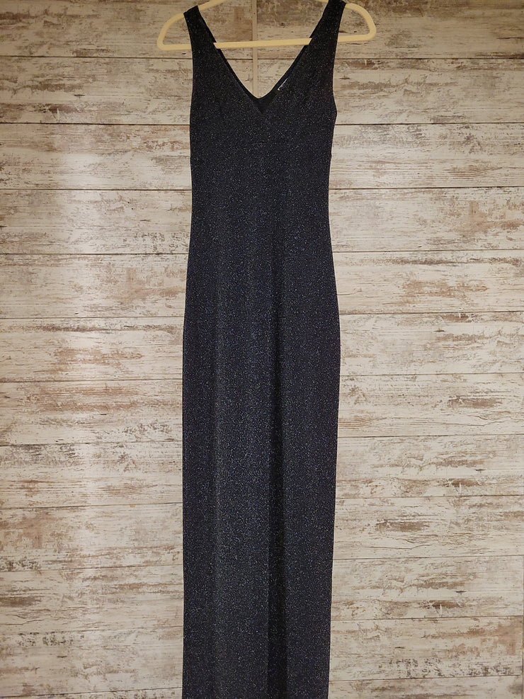 NAVY SPARKLY LONG EVENING GOWN