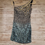 BLACK/SILVER/BLUE SEQUIN SHORT