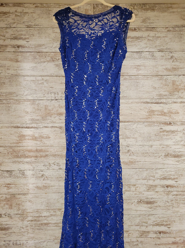 ROYAL BLUE LACE LONG DRESS