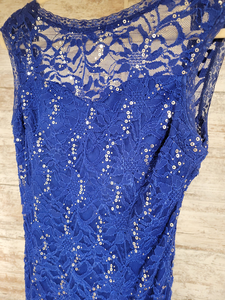 ROYAL BLUE LACE LONG DRESS