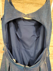 BLUE SPARKLY A LINE GOWN