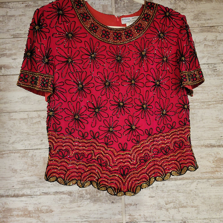 RED/BLACK FULL BEADED TOP