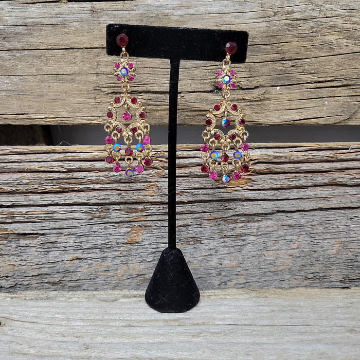 COLORFUL/GOLD HANGING EARRINGS