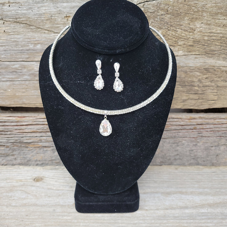 RHINESTONE NECK/EARRING SET