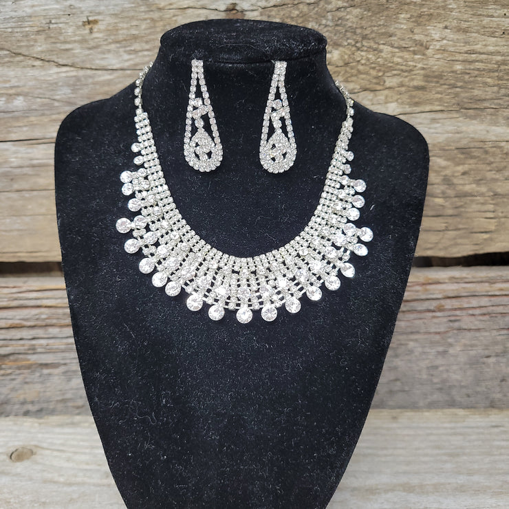 RHINESTONE NECK/EARRING SET