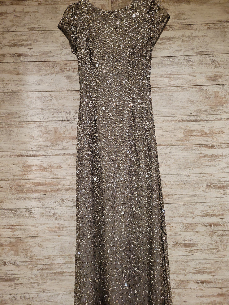 GRAY FULL SEQUIN LONG GOWN