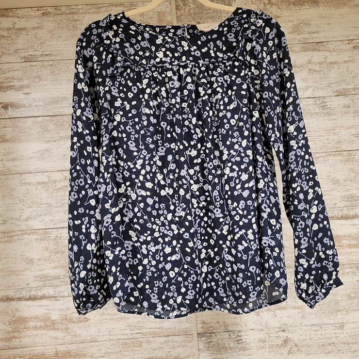 BLUE/FLORAL LONG SLEEVE TOP