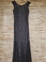 GRAY FULL BEADED LONG DRESS