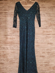 TEAL SPARKLY LONG EVENING GOWN