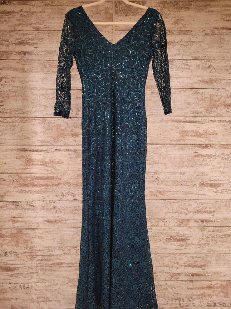 TEAL SPARKLY LONG EVENING GOWN