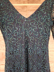 TEAL SPARKLY LONG EVENING GOWN