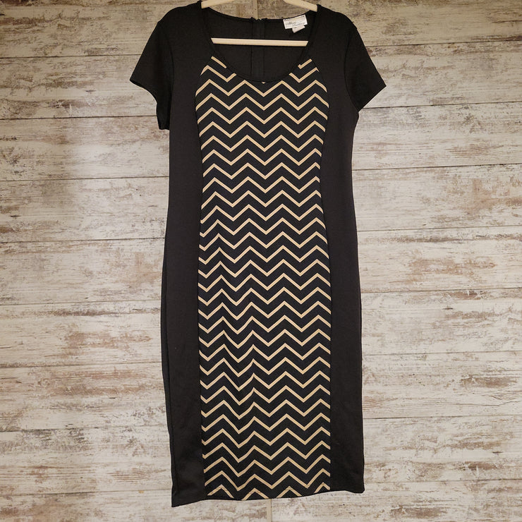 BLACK/TAN CHEVRON DRESS