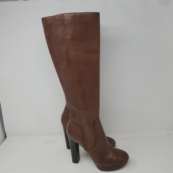 BROWN TALL LEATHER BOOTS $325