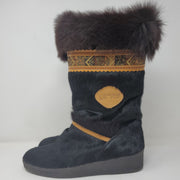 BLACK/BROWN ITALIAN FUR BOOTS