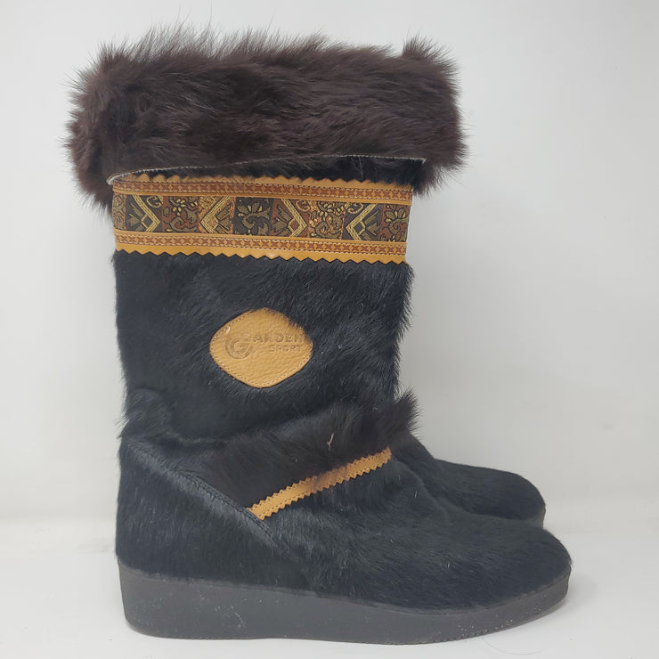 BLACK/BROWN ITALIAN FUR BOOTS