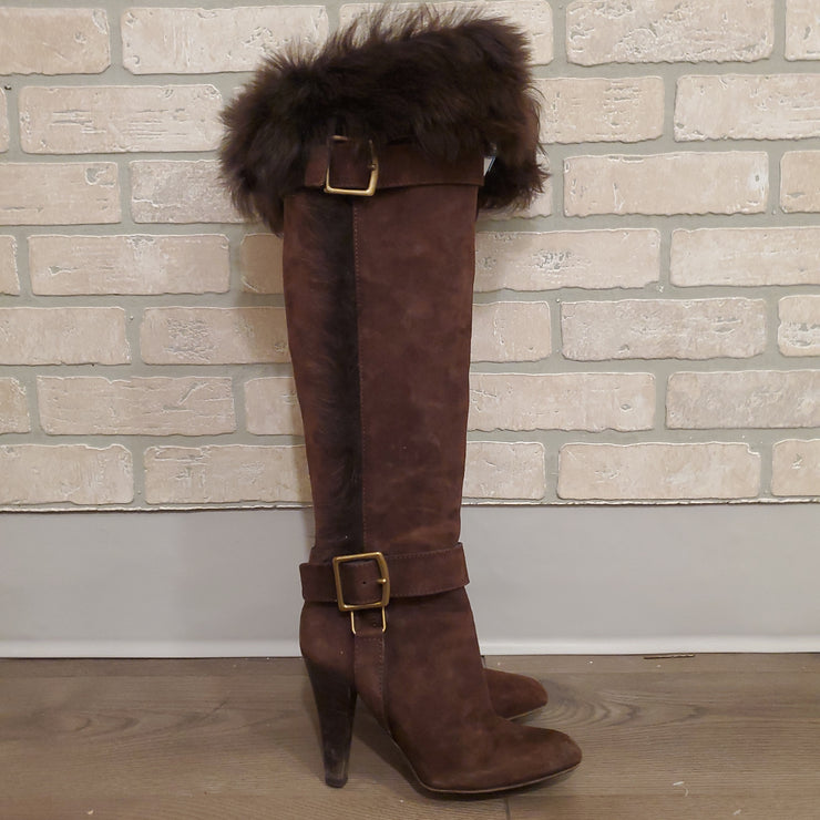 BROWN TALL SUEDE BOOTS $390