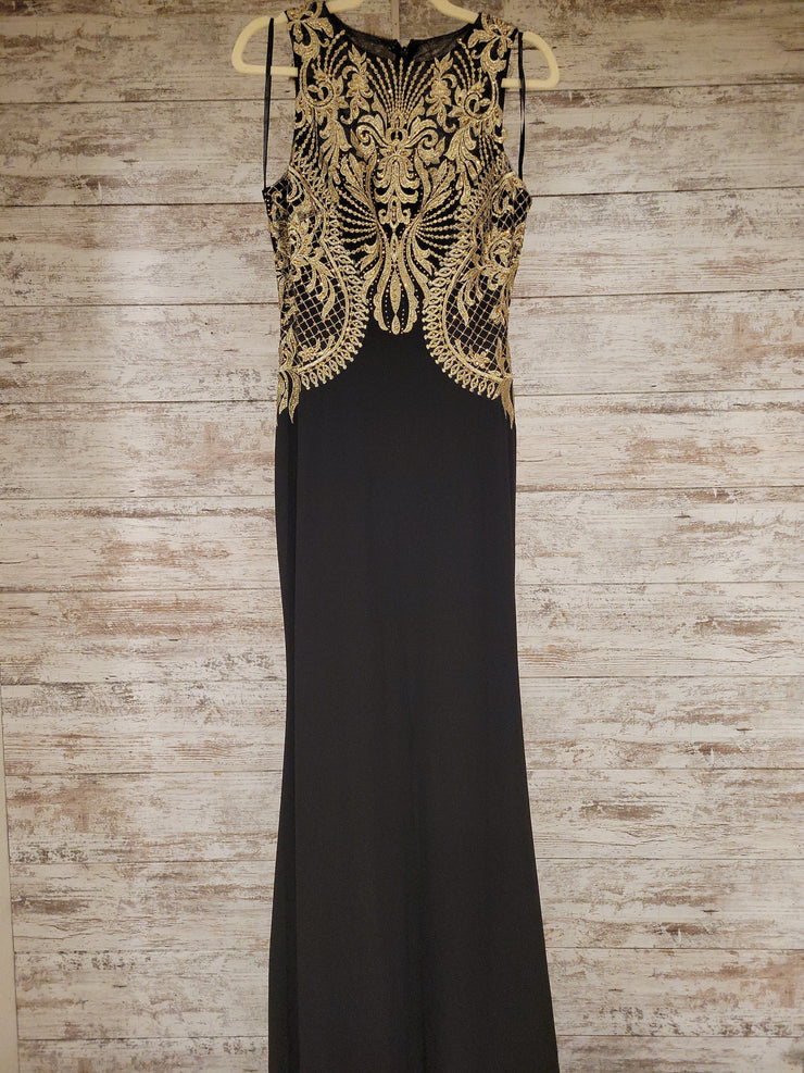 BLACK/GOLD LONG EVENING GOWN