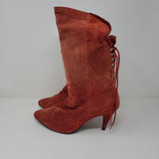 RED SHORT SUEDE BOOTS