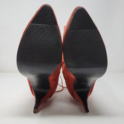 RED SHORT SUEDE BOOTS