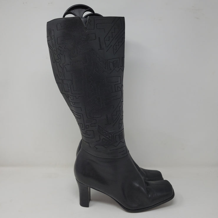 BLACK TALL LEATHER BOOTS