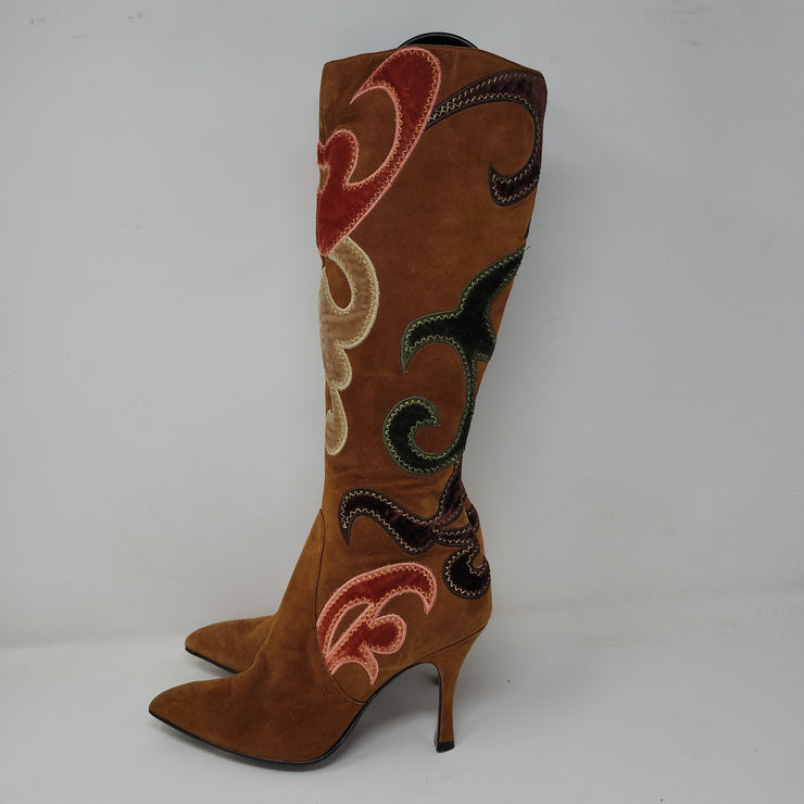 TAN/COLORFUL SUEDE BOOTS (NEW)