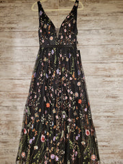 BLACK/FLORAL A LINE GOWN (NEW)