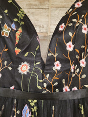 BLACK/FLORAL A LINE GOWN (NEW)