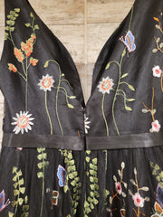 BLACK/FLORAL A LINE GOWN (NEW)