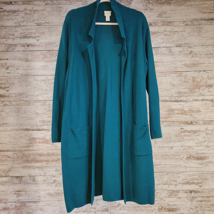 GREEN OPEN LONG CARDIGAN