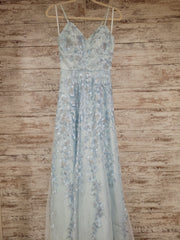 BLUE/FLORAL A LINE GOWN