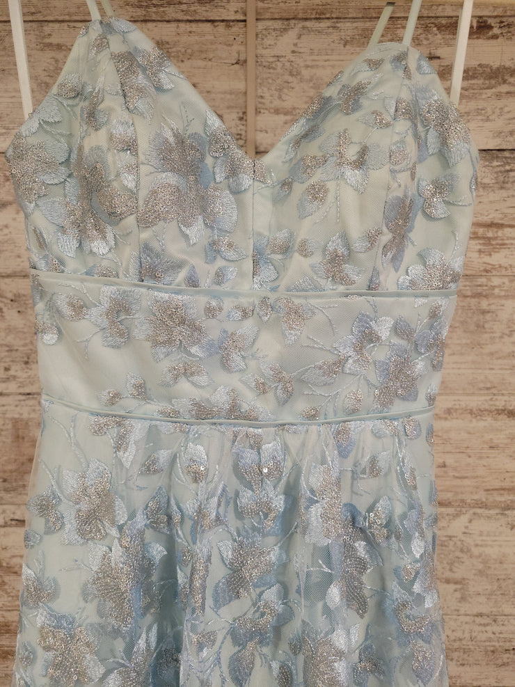 BLUE/FLORAL A LINE GOWN