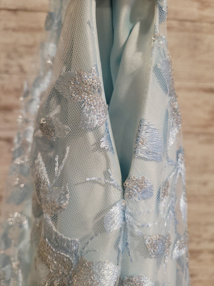 BLUE/FLORAL A LINE GOWN