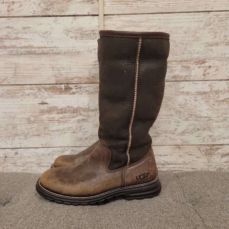 BROWN LEATHER/SHEARLING BOOTS