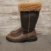 BROWN LEATHER/SHEARLING BOOTS