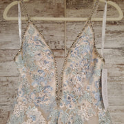 TAN/BLUE FLORAL A LINE (NEW)