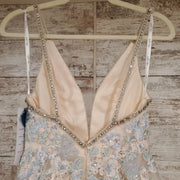 TAN/BLUE FLORAL A LINE (NEW)