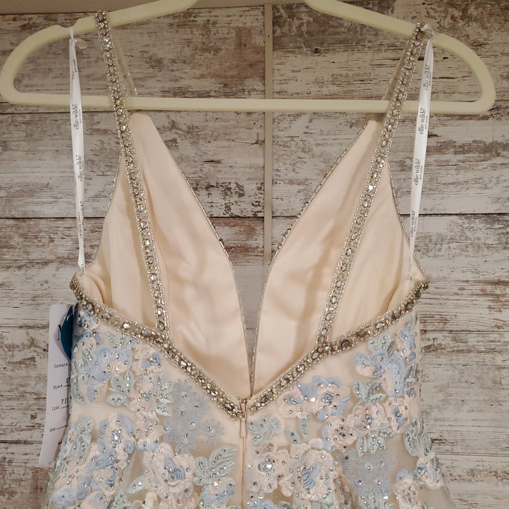 TAN/BLUE FLORAL A LINE (NEW)