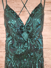 GREEN SPARKLY LONG EVENING GOW