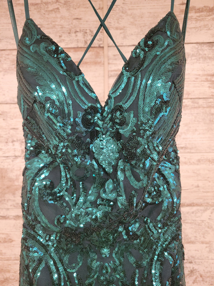 GREEN SPARKLY LONG EVENING GOW