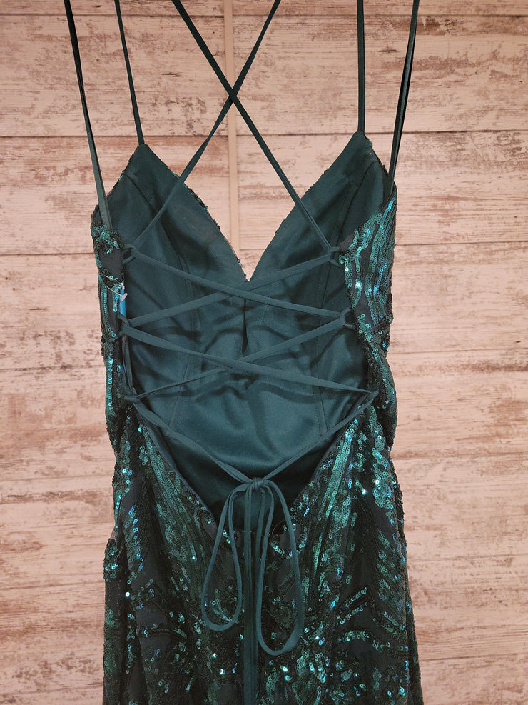 GREEN SPARKLY LONG EVENING GOW