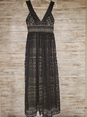 BLACK/TAN LONG EVENING GOWN