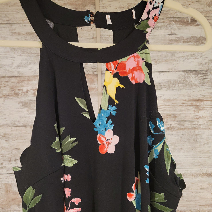 BLACK/FLORAL SHORT DRESS