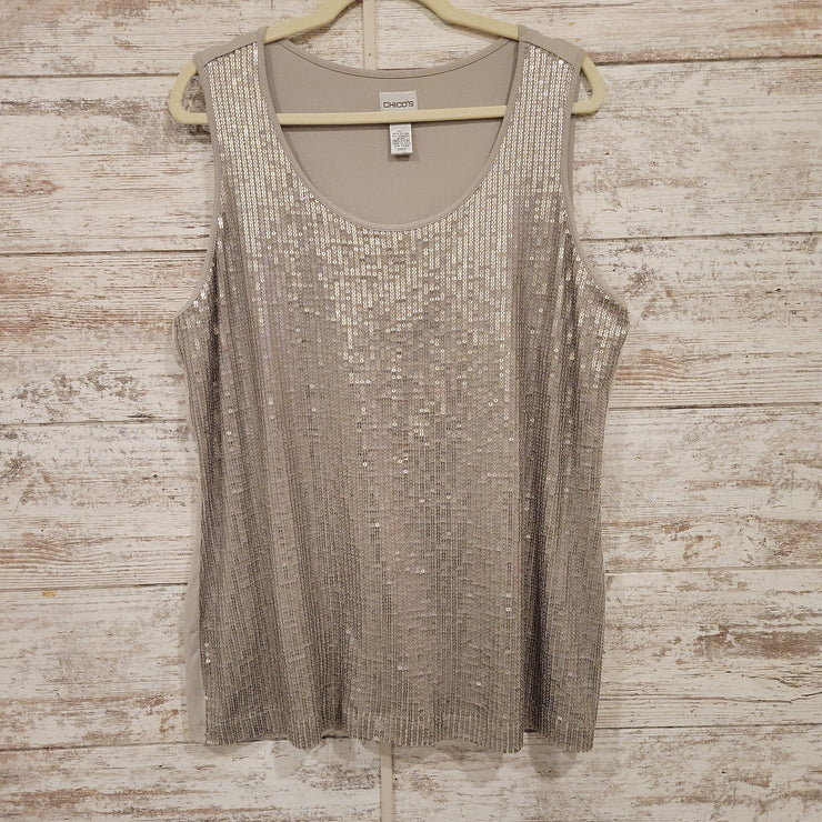 SILVER SEQUIN SLEEVELESS TOP