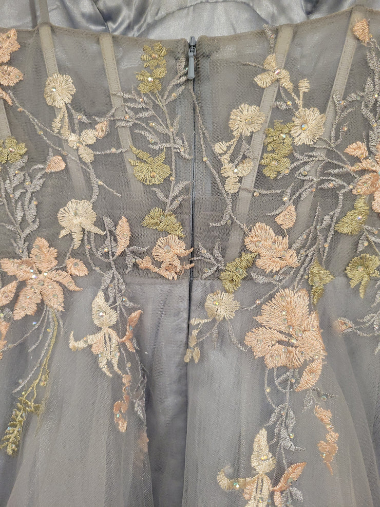 BLUE/FLORAL A LINE GOWN