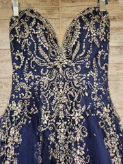 NAVY RHINESTONE TOP PRINCESS